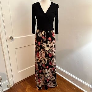 Gilli L floral long sleeved maxi dress with tie belt
